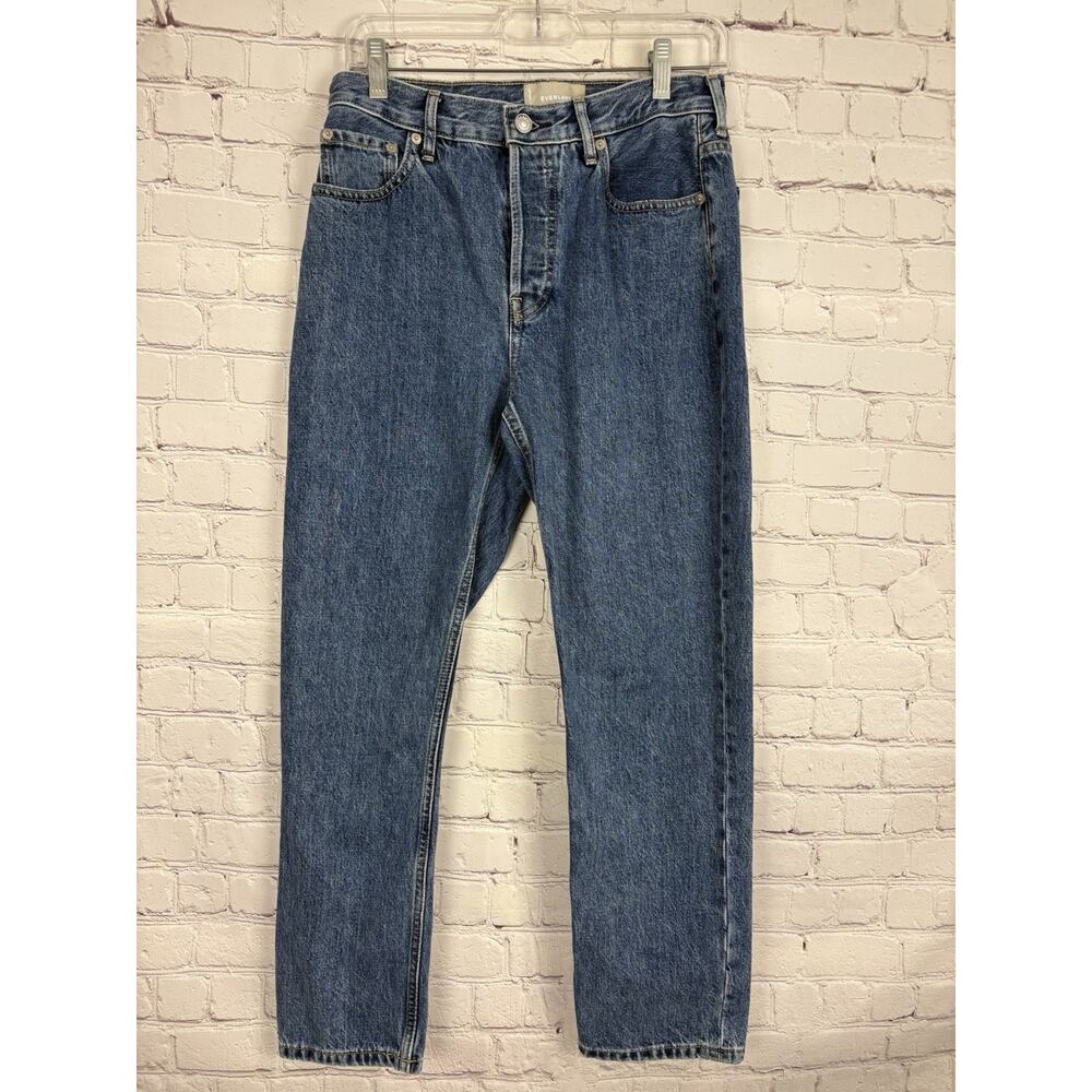 Everlane Jeans 27 Blue Denim Stretch Crop 90s Cheeky Straight Button Fly 30x26